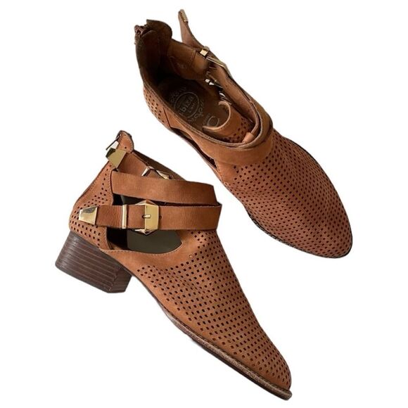 Jeffrey Campbell Everly Perforated Cutout Punched Leather Ankle Boots Tan 8.5 - Picture 10 of 10